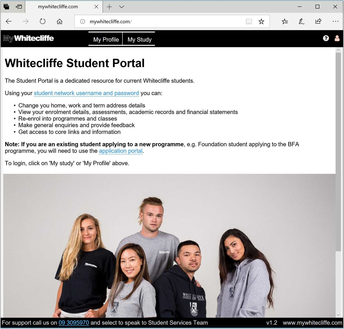 Whitecliffe Student Portal